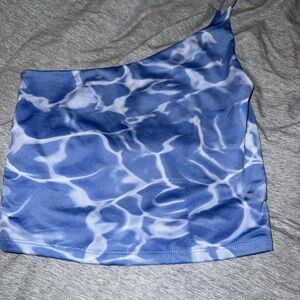 Forever 21 Blue and White Spaghetti Strap Top
